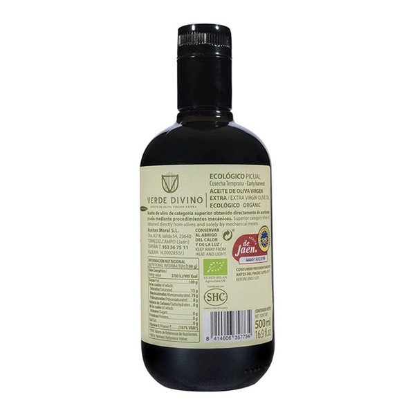 Huile d'Olive Extra Vierge Picual Bio Récolte Précoce, Verde Divino-izquierda