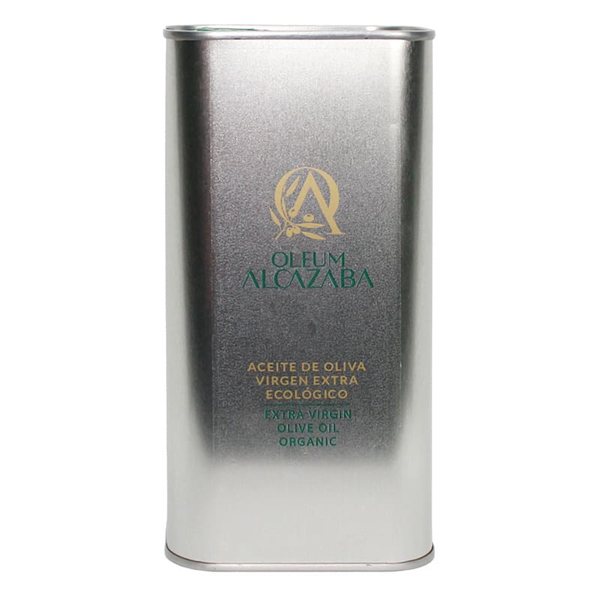 Aceite de Oliva Virgen Extra Picual ecológico en lata, Oleum Alcazaba-izquierda