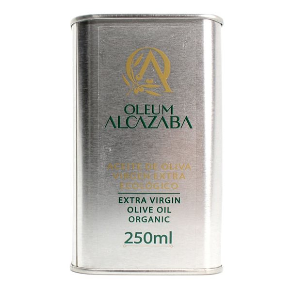Organic Extra Virgin Picual Olive Oil in a can, Oleum Alcazaba-trasera