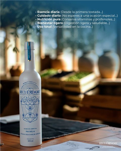 Extra virgin olive oil Picual Royal 500 ml. early green harvest "Remember Me"-detalle