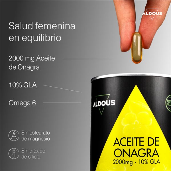 Huile d'onagre Perles 2000mg - 10% GLA 200mg - 200 Capsules Molles - Bien-être Féminin-detalle