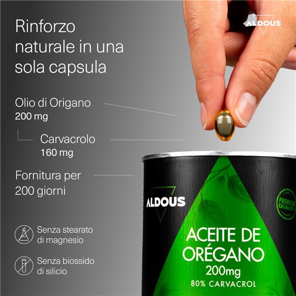 Oregano Oil 200 mg - 160 mg of Carvacrol - 200 Pearls-detalle