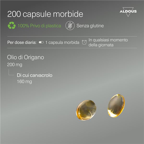 Oregano Oil 200 mg - 160 mg of Carvacrol - 200 Pearls-lateral