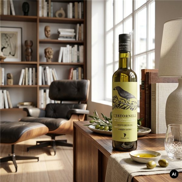 Huile d'Olive Extra Vierge Bio L'Estornell 50cl.-lateral