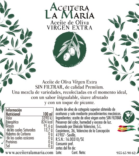 Huile d'olive vierge extra 2 L Pet Récolte 2024-2025-trasera