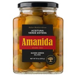 Whole Green Olive Square Jar Amanida 580ml