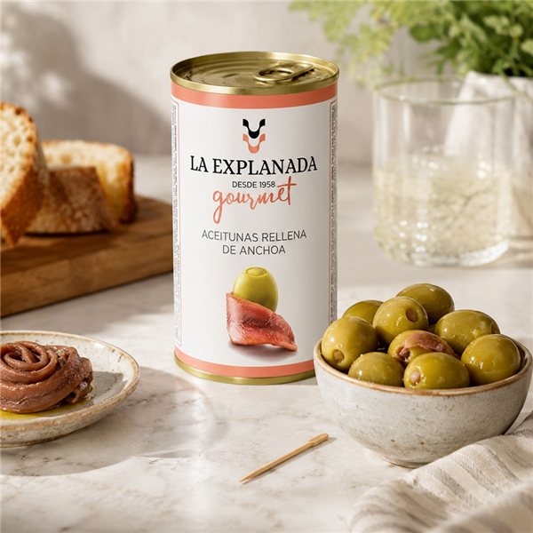 Olives en conserve Explanada farcies aux anchois 150g-detalle