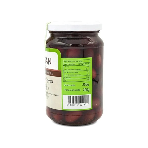 Premium Organic Black Olives 200g Bionsan-izquierda