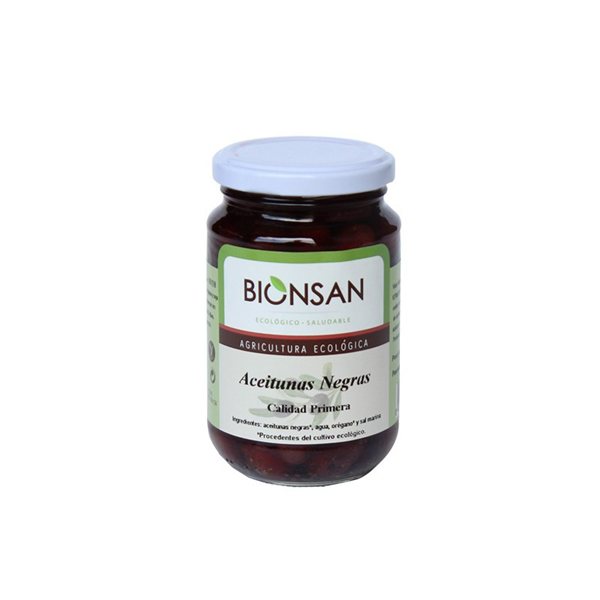 Premium Organic Black Olives 200g Bionsan-lateral