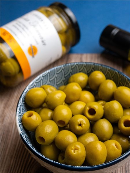 Olives vertes dénoyautées manzanilla 350g.-detalle