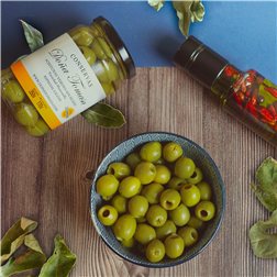 Olives vertes dénoyautées manzanilla 350g.