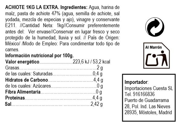 Achiote La Extra Caja completa (10 uds 1KG)-detalle