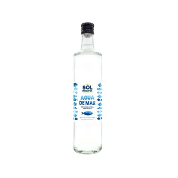 750 ml glass bottle of natural sea water-detalle