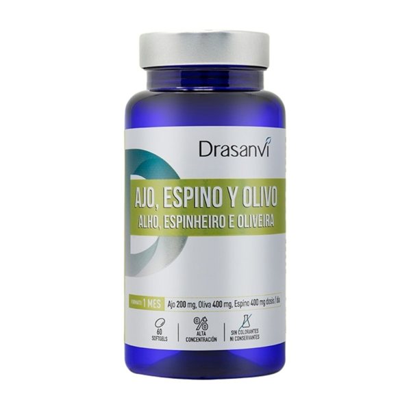 Ajo Espino y Olivo 500 mg bote 60 perlas nutrabasicos Drasanvi-trasera
