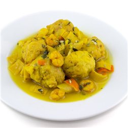 Chocolate meatballs in sauce.