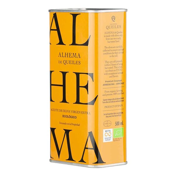 Alhema de Queiles Organic Olive Oil Tin 500 ml-detalle