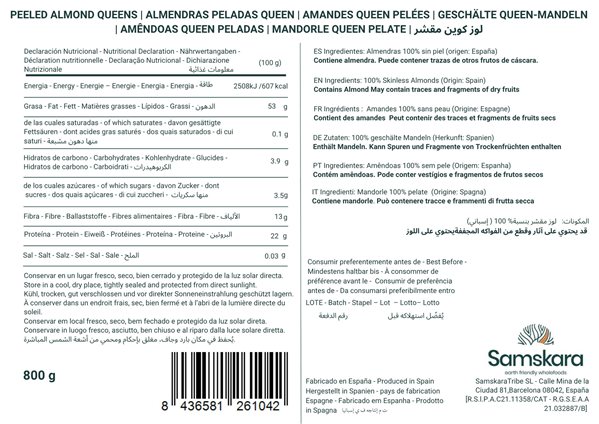 Almendras Peladas Queen Marcona BIO - Envasadas al Vacío - 800 g-detalle