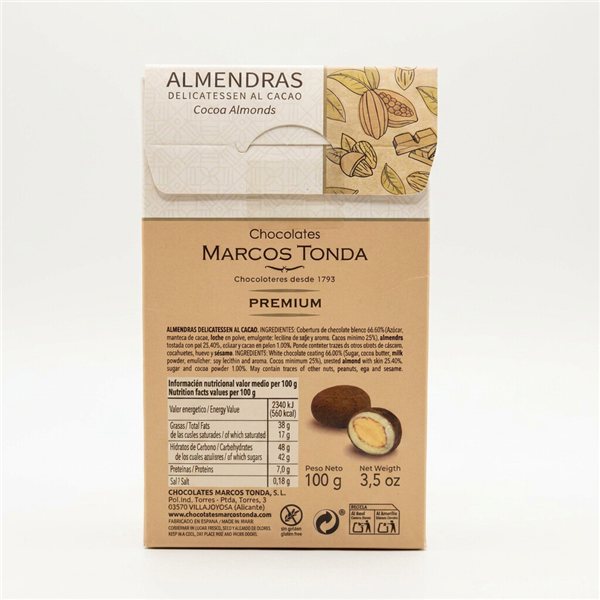 Amandes au cacao 'Marcos Tonda' 100g.-detalle