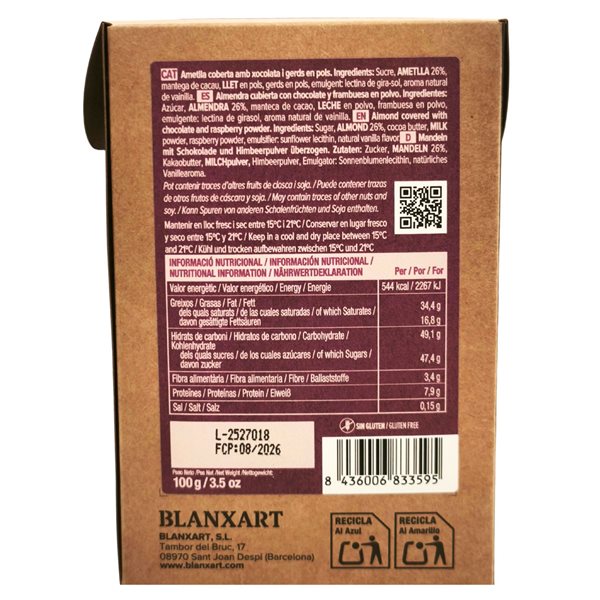 Almendras caramelizadas con frambuesa 'Blanxart'-detalle