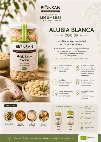 Haricots Blancs Écologiques Cuisinés 400g-izquierda