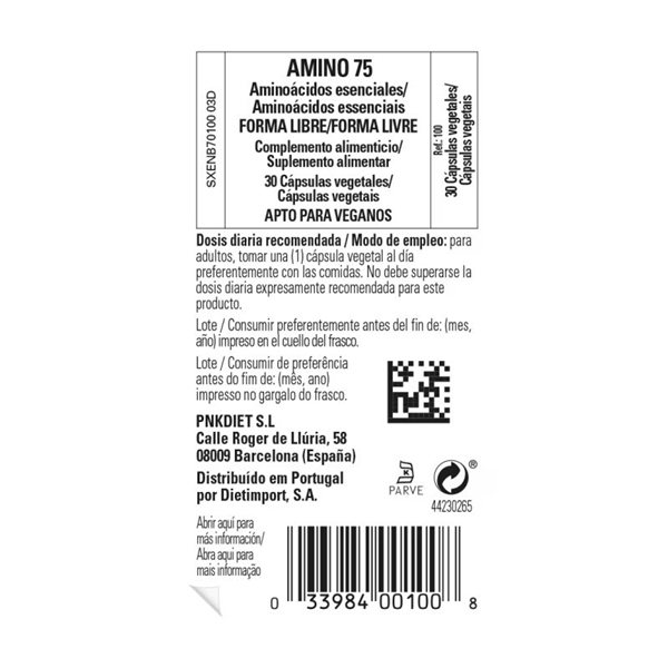 Amino 75™ 90 vcaps Solgar-izquierda