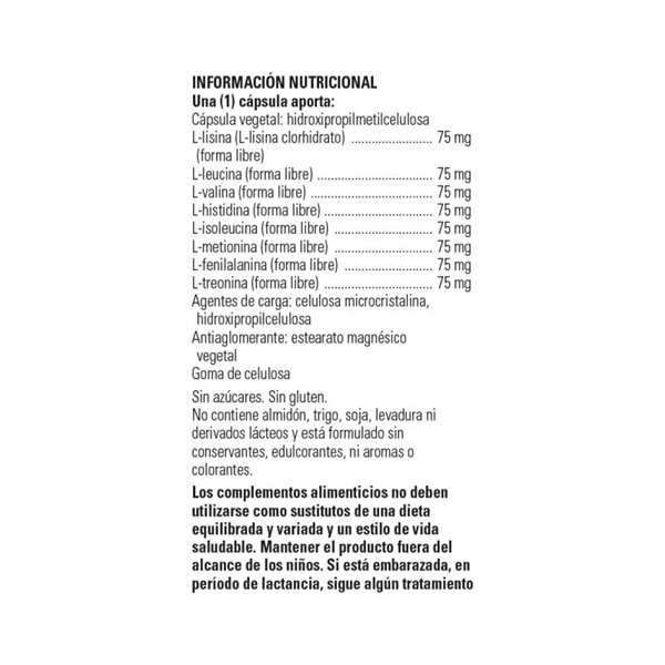 Amino 75™ 90 vcaps Solgar-trasera