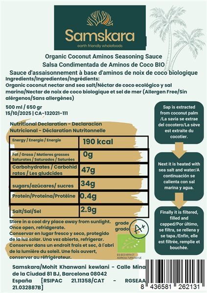 Aminos de Coco BIO - 500ml-trasera