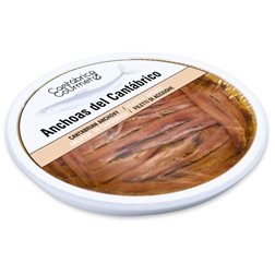 Anchoas de Santoña | 32 Lomos de Anchoas del Cantábrico (250gr) en pandereta | Sabor Intenso Ligero en Sal | Elaborado por Casa Santoña