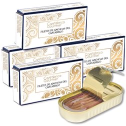 Anchoas de Santoña | 40 Lomos de Anchoas del Cantábrico (188gr) en lata | Sabor Intenso Ligero en Sal | Elaborado por Casa Santoña