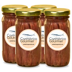 Anchoas de Santoña | 64-80 Lomos de Anchoas del Cantábrico (400gr) en tarro de cristal | Sabor Intenso Ligero en Sal | Elaborado por Casa Santoña