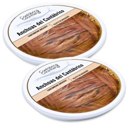 Anchoas de Santoña | 64 Lomos de Anchoas del Cantábrico (500gr) en pandereta | Sabor Intenso Ligero en Sal | Elaborado por Casa Santoña