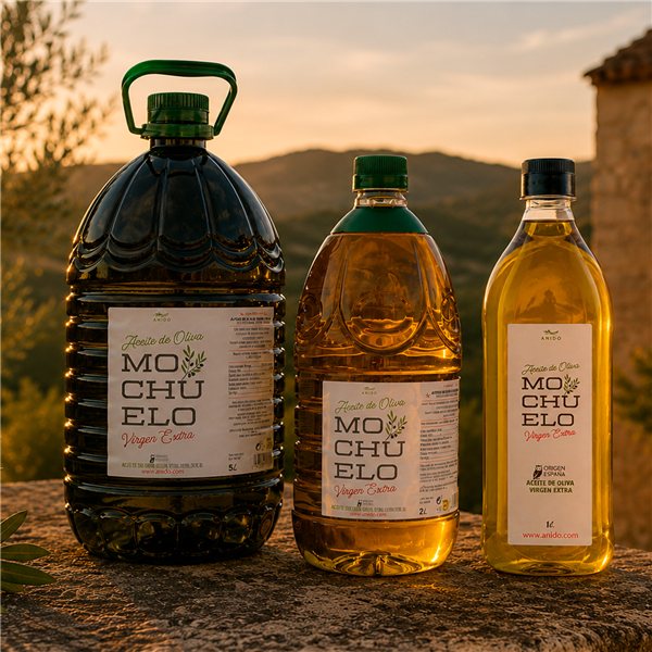 ANIDO MOCHUELO Premium Extra Virgin Olive Oil 100% Arbequina – Early Harvest, Cold Extraction <27°C, Mild Flavor and Aromas of Almond and Grass, Origin Aragón (Spain)-trasera