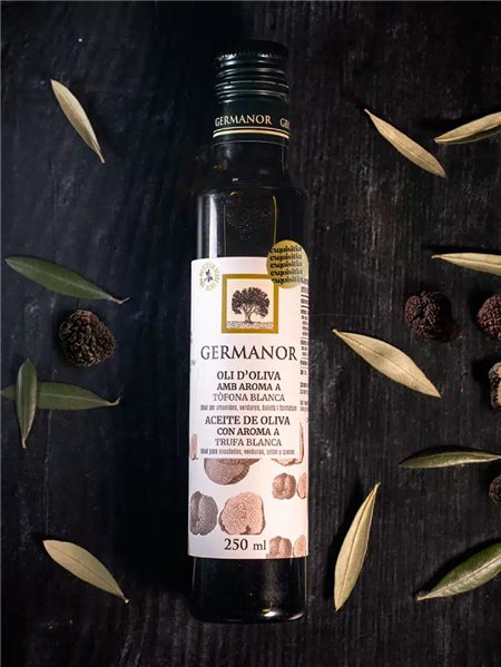 AOVE arbequina aromatizado de Trufa blanca,  Germanor-detalle