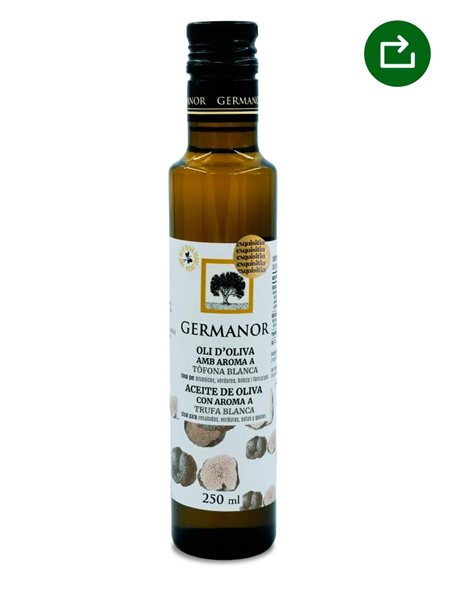 AOVE arbequina aromatizado de Trufa blanca,  Germanor-izquierda
