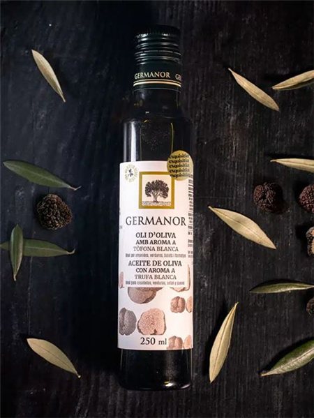 AOVE arbequina aromatizado de Trufa blanca,  Germanor-lateral