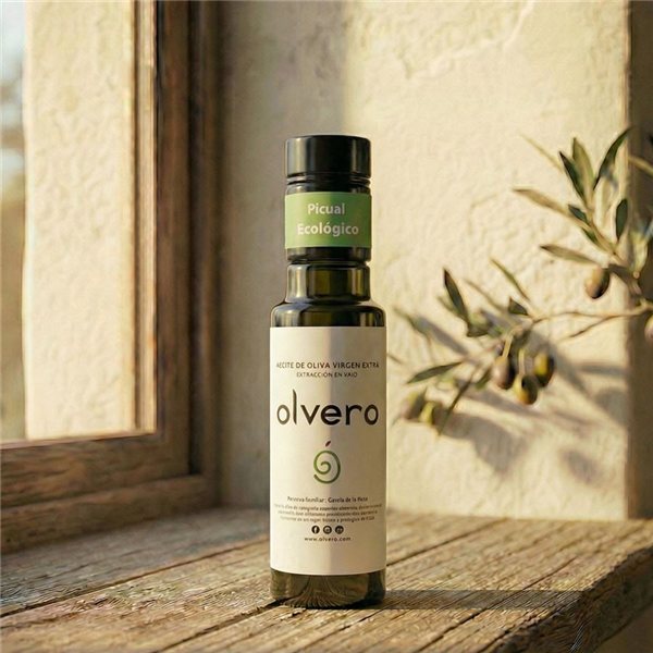 AOVE Picual Ecológico 100 ml Frutado Intenso Jaén, Olvero-detalle