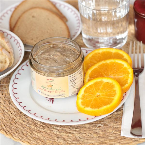 Apéritif Gourmet avec des écorces d'oranges confites.-lateral