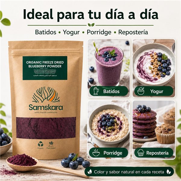 Organic Nordic Blueberry Powder – 150 g | Adds Real Color and Flavor to Your Smoothies | 100% Freeze-Dried Blueberries | Samskara-trasera