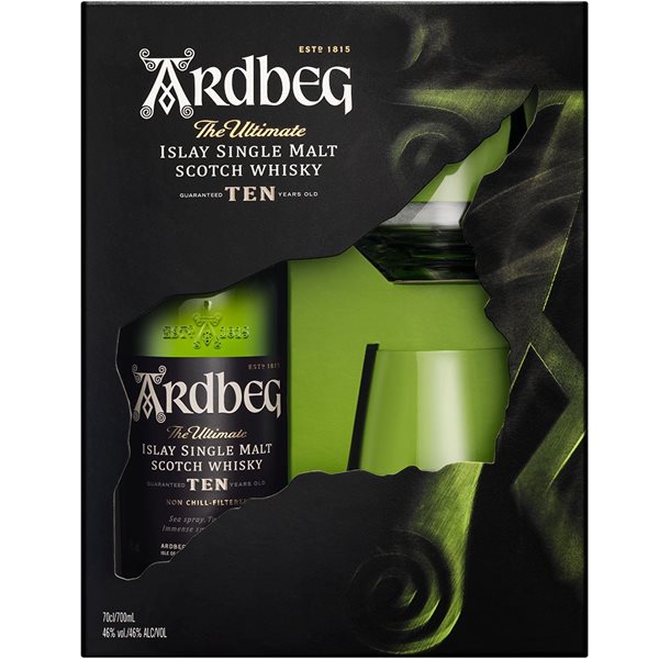 Ardbeg 10 Años + 2 copas-trasera