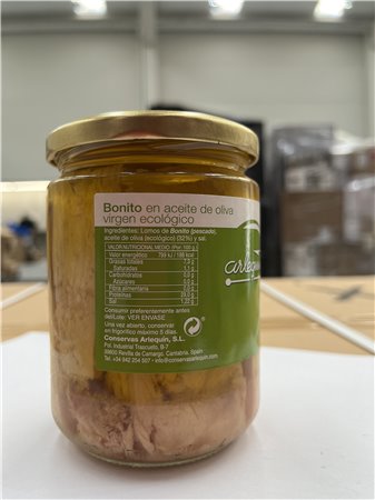 ARLEQUIN Bonito del Norte en Aceite de Oliva Virgen Extra, ECOLOGICO, Pack 4 tarros de 400 gr (1600 grs)-izquierda