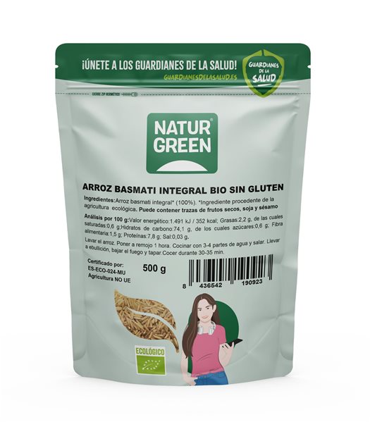 Riz Basmati complet biologique 500g NaturGreen-trasera