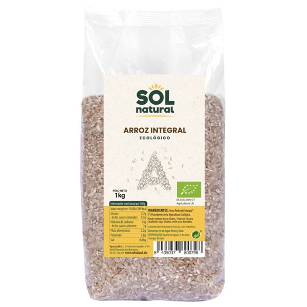 Organic Whole Grain Round Rice 1kg Sol Natural-lateral