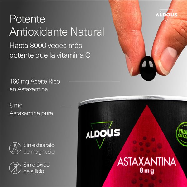 Astaxanthine Naturelle Pure 8 mg - 160 mg Huile Riche en Astaxanthine - 120 Perles-detalle