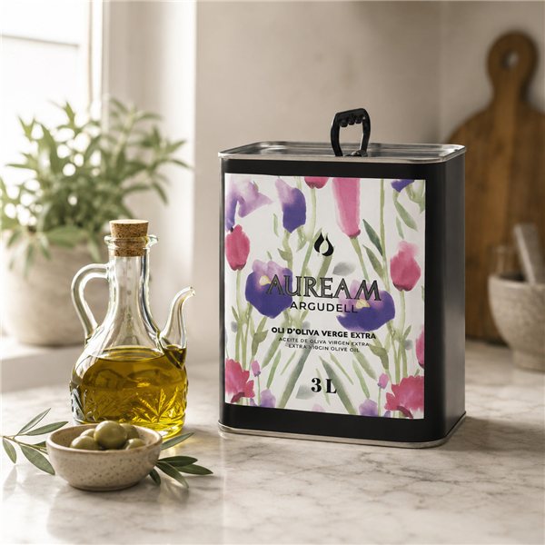 Auream Argudell 3L Canette – Huile d'Olive Extra Vierge de l'Empordà D.O.P. (100% Argudell)-izquierda