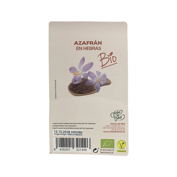 Azafran en hebras Bio 0,4g Artemis-detalle