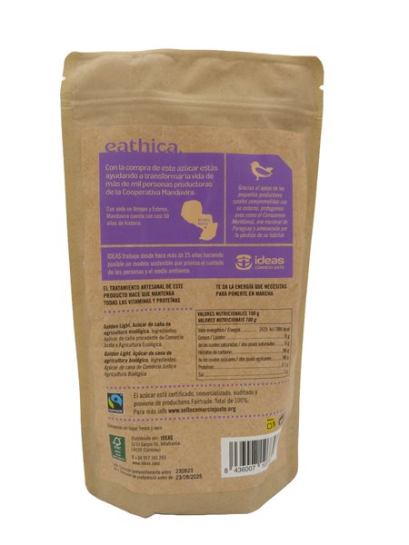 Golden light eathica sugar. ORGANIC 400 g-lateral