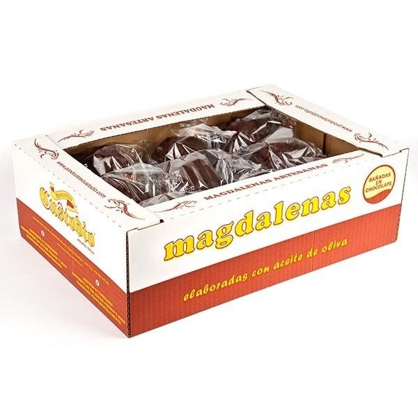 Bandeja de magdalenas bañadas en chocolate - 12 piezas-lateral