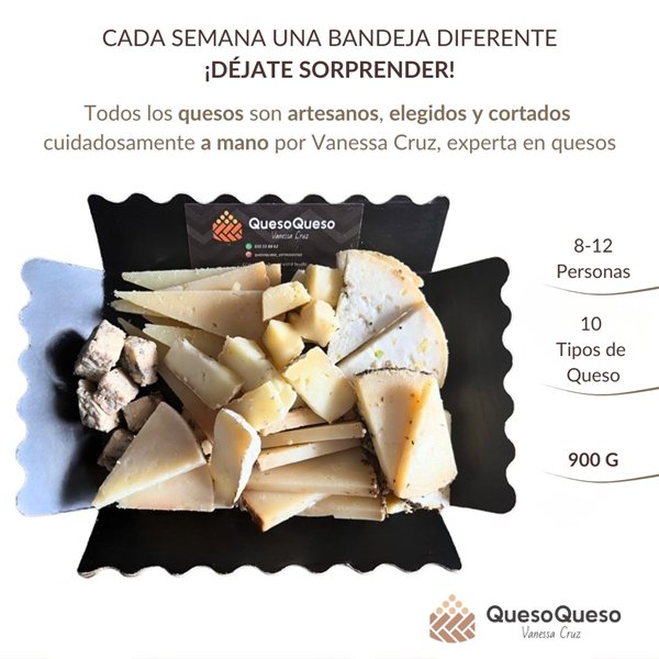 Bandeja de Queso Cortado Artesanal Variada para 8-12 personas | Tabla de Quesos Gourmet Lista para Degustar y Cortada a Mano | Caja Sorpresa con Quesos Surtidos-detalle