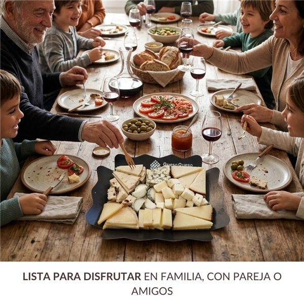 Bandeja de Queso Cortado Artesanal Variada para 8-12 personas | Tabla de Quesos Gourmet Lista para Degustar y Cortada a Mano | Caja Sorpresa con Quesos Surtidos-trasera