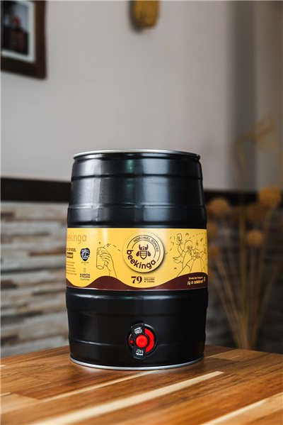 Barril de fiesta de 5 litros de Hidromiel Beekinga con grifo integrado-trasera